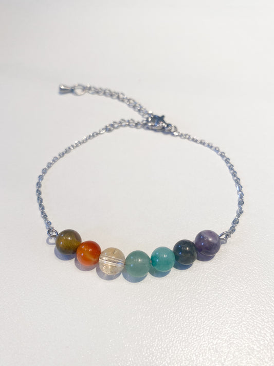 Bracelet 7 Chakras en Acier Inoxydable argenté : Équilibrez votre Énergie avec Style