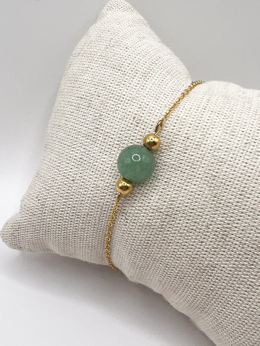 Bracelet aventurine verte & acier doré – Bijou minimaliste et raffiné