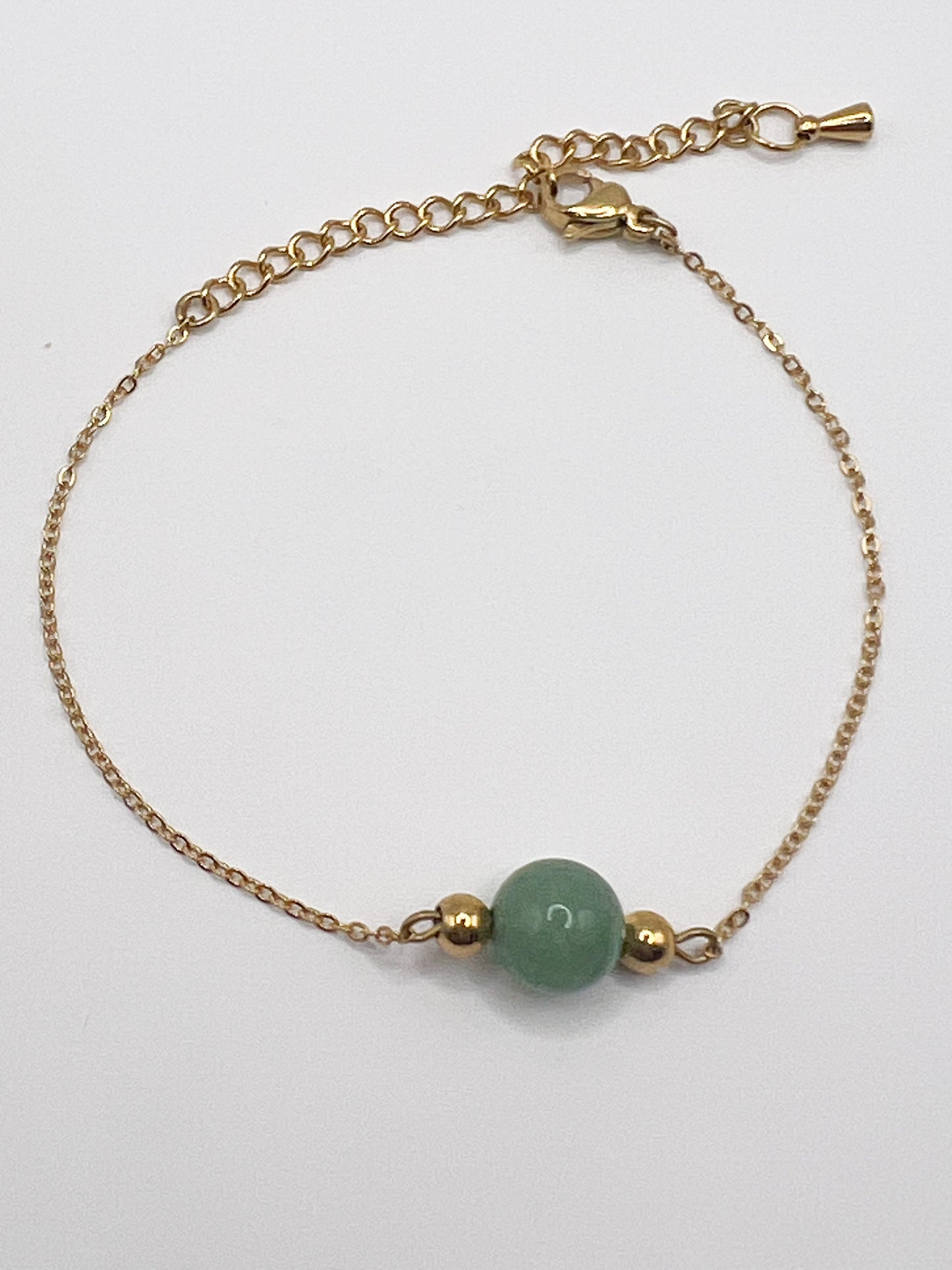 Bracelet aventurine verte & acier doré – Bijou minimaliste et raffiné