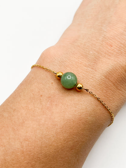 Bracelet aventurine verte & acier doré – Bijou minimaliste et raffiné