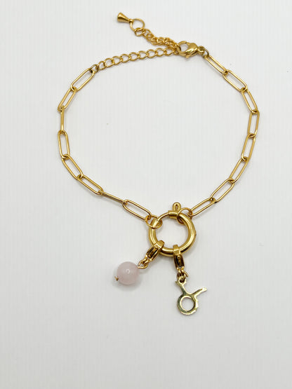 Bracelet Signe Astrologique Taureau – Acier Doré Élégant et Intemporel
