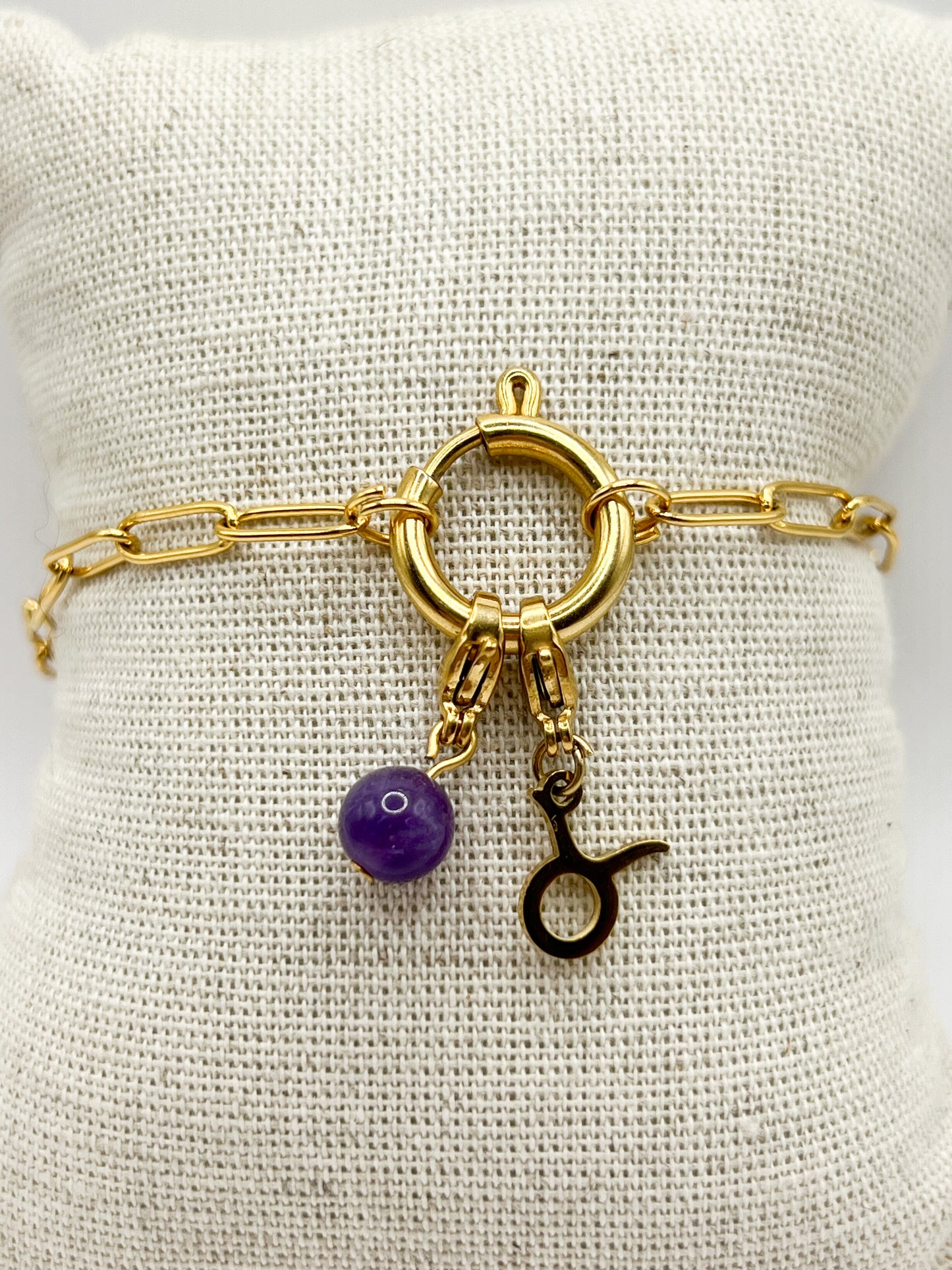 Bracelet Signe Astrologique Taureau – Acier Doré Élégant et Intemporel