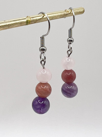 Boucles d’Oreilles Signe Taureau Femme – Acier Argenté & Pierre Naturelle