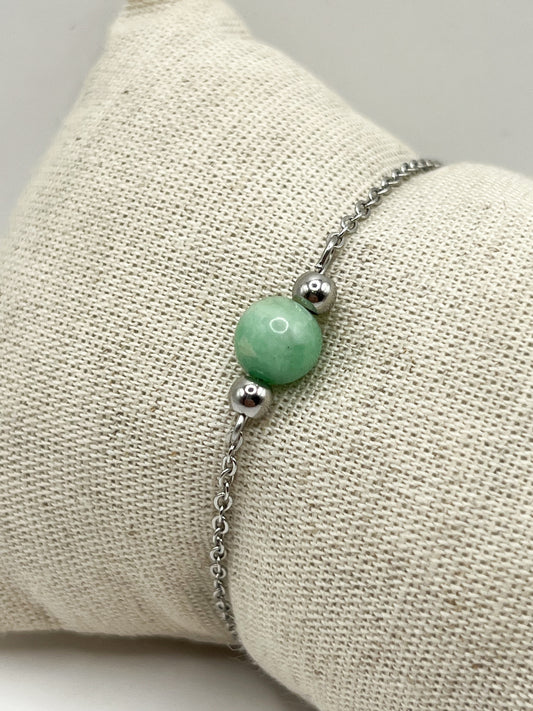 Bracelet Pierre de Naissance Mai – Émeraude Naturelle et Acier Argenté Élégant