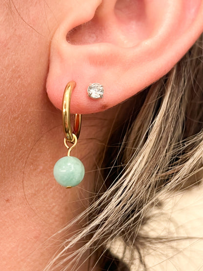 Boucles d’oreilles émeraude en acier doré – Élégance et éclat naturel