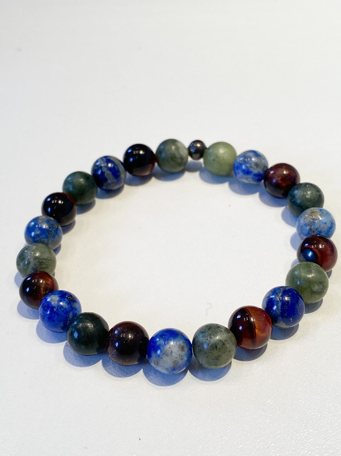 Bracelet spécial Taureau: Cristaux de Jade, Lapis Lazuli et Œil de Taureau pour la Stabilité et la Confiance