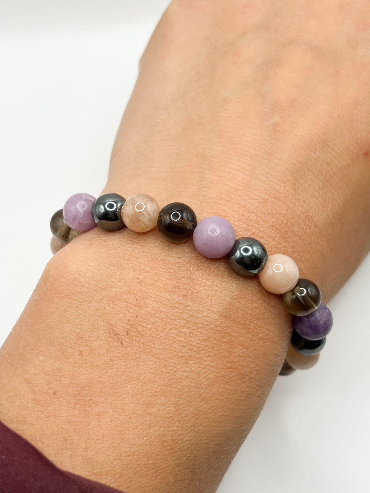 Bracelet Perles Agate Blanche Givrée 8 Mm Avec Bouddha Doré - Anti-stress - Neuf