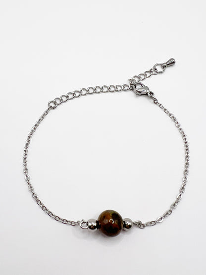 Bracelet Œil de Tigre – Pierre de Protection & Confiance, Acier Inoxydable Argenté