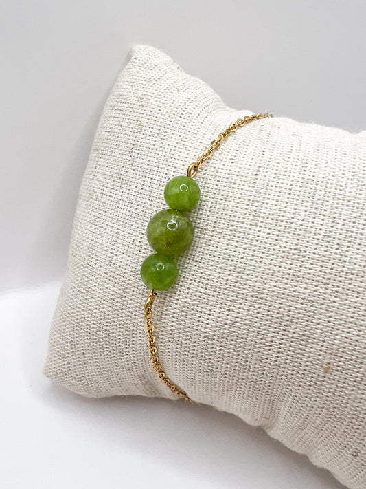 Bracelet Péridot Naturel – Acier Argenté & Énergie Positive