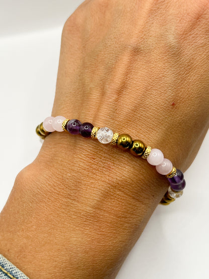 Bracelet Bien-Être & Sérénité – Pierres Naturelles Anti-Stress avec Hématite Dorée