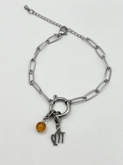 Bracelet Astro Vierge en Acier Inoxydable Argenté – Bijou Zodiaque Élégant