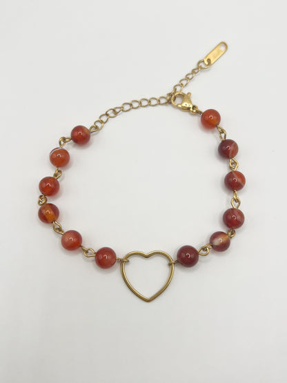 Bracelet cornaline double rang – Style chic, acier inoxydable doré et énergie solaire