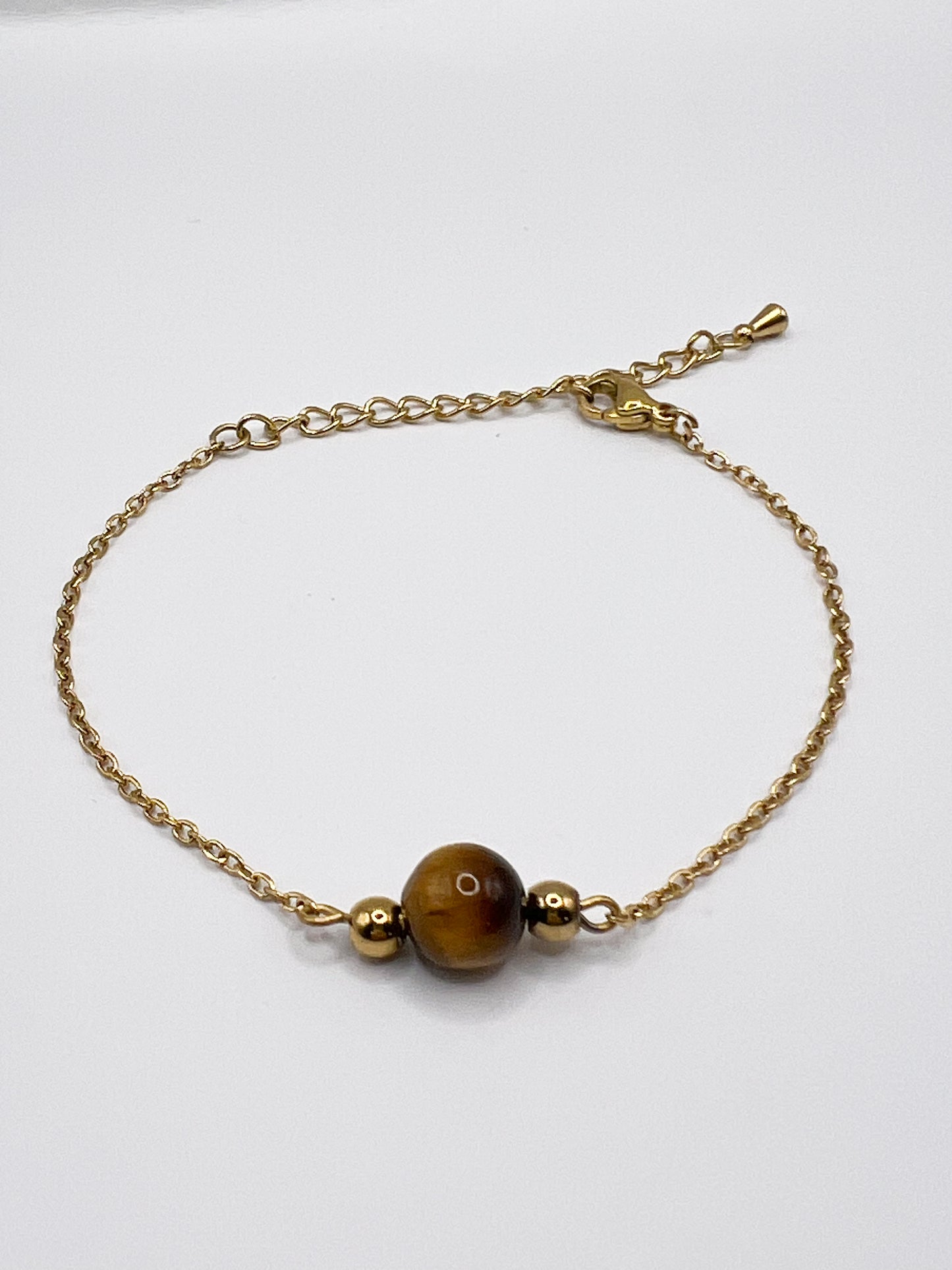 Bijou Œil de Tigre en Acier Doré – Bracelet Perles Naturelles – Protection, Courage & Harmonie