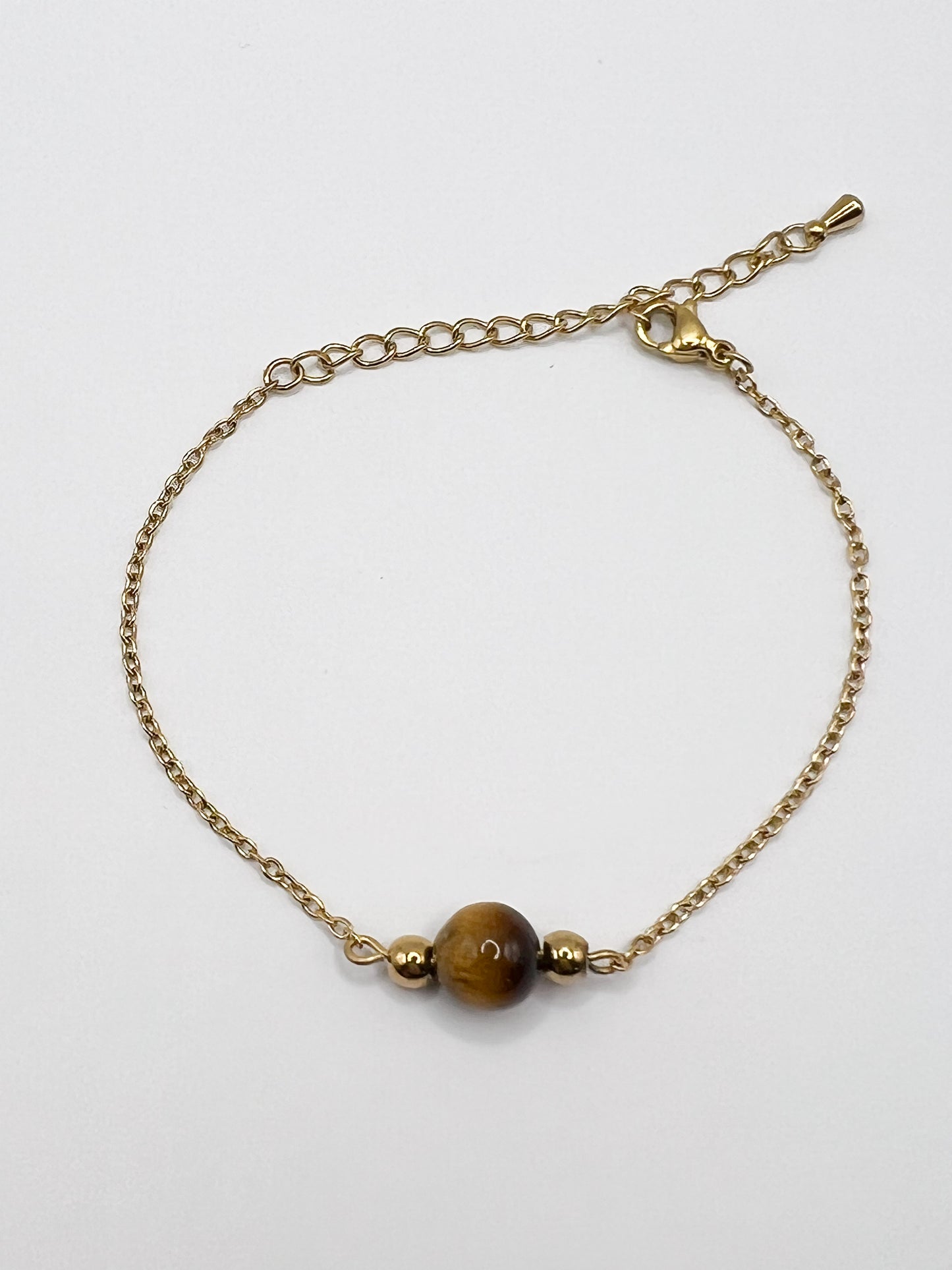 Bijou Œil de Tigre en Acier Doré – Bracelet Perles Naturelles – Protection, Courage & Harmonie
