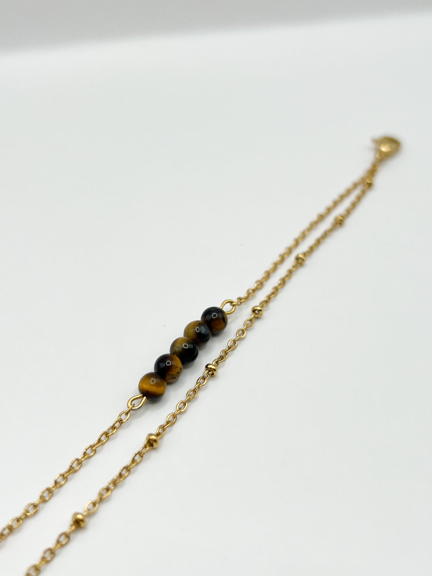 Bracelet Double Rang Œil de Tigre & Acier Doré – Protection, Confiance & Force Intérieure | Bijou Énergétique Naturel
