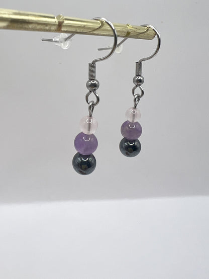 Coffret Bijoux Femme Pierre Naturelle – Collier & Boucles d’Oreilles en Acier Argenté