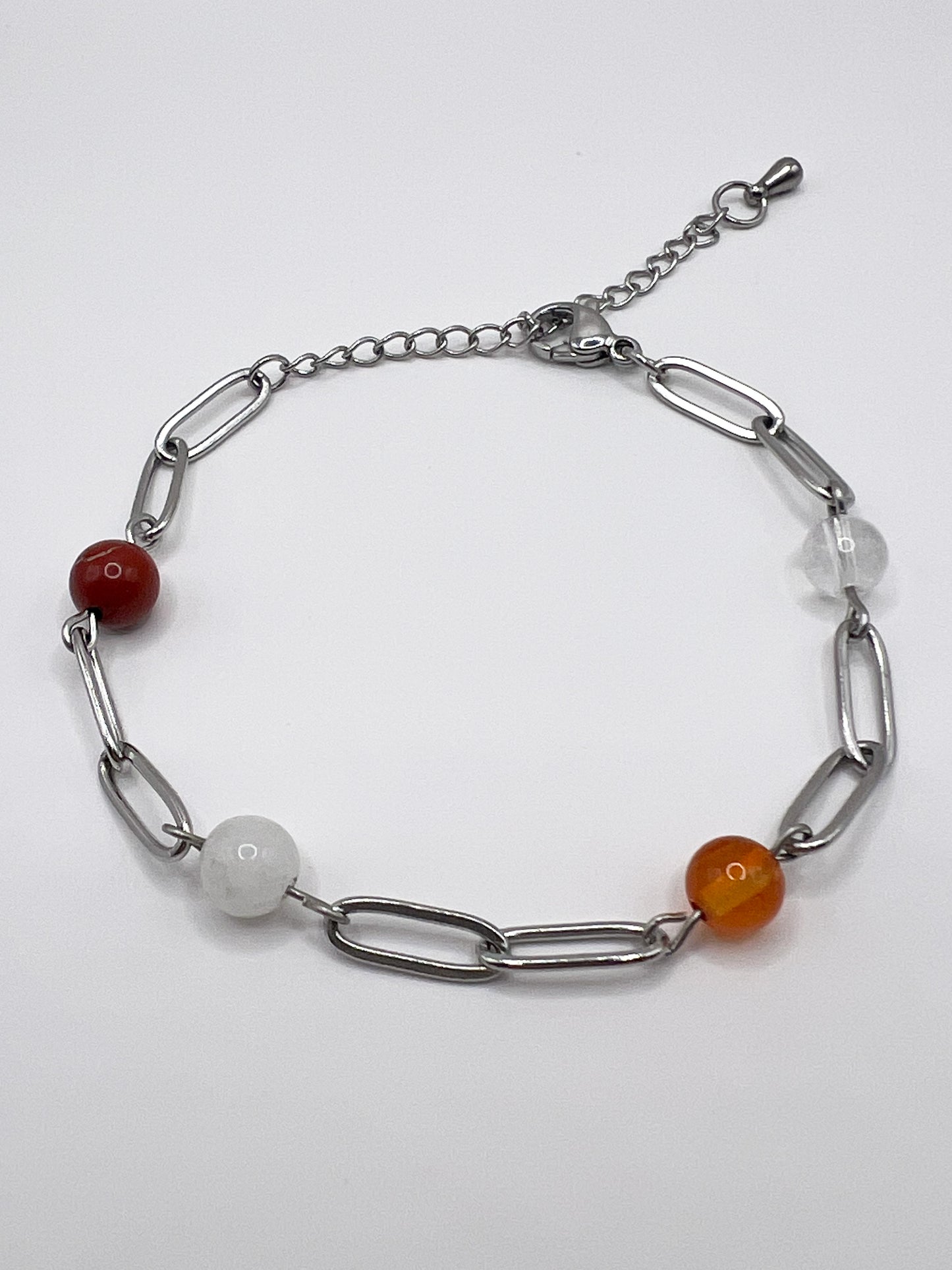 Bracelet Harmonie Intérieure – Pierres Naturelles & Acier Inoxydable Argenté