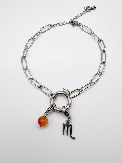 Bracelet Zodiaque Scorpion – Acier doré & Pierres de Protection, Élégance & Spiritualité