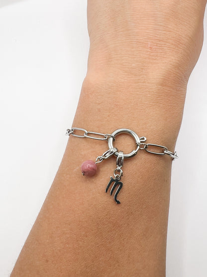 Bracelet Zodiaque Scorpion – Acier doré & Pierres de Protection, Élégance & Spiritualité