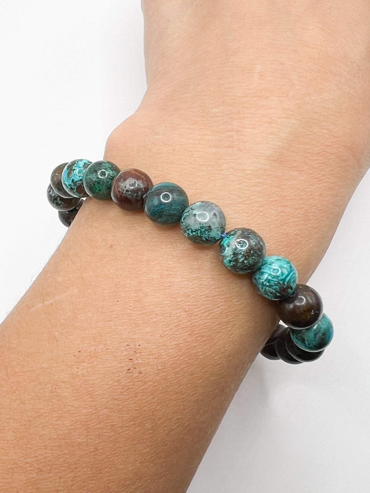 Bracelet Chrysocolle 8 mm – Sérénité, Équilibre Émotionnel & Communication Intérieure