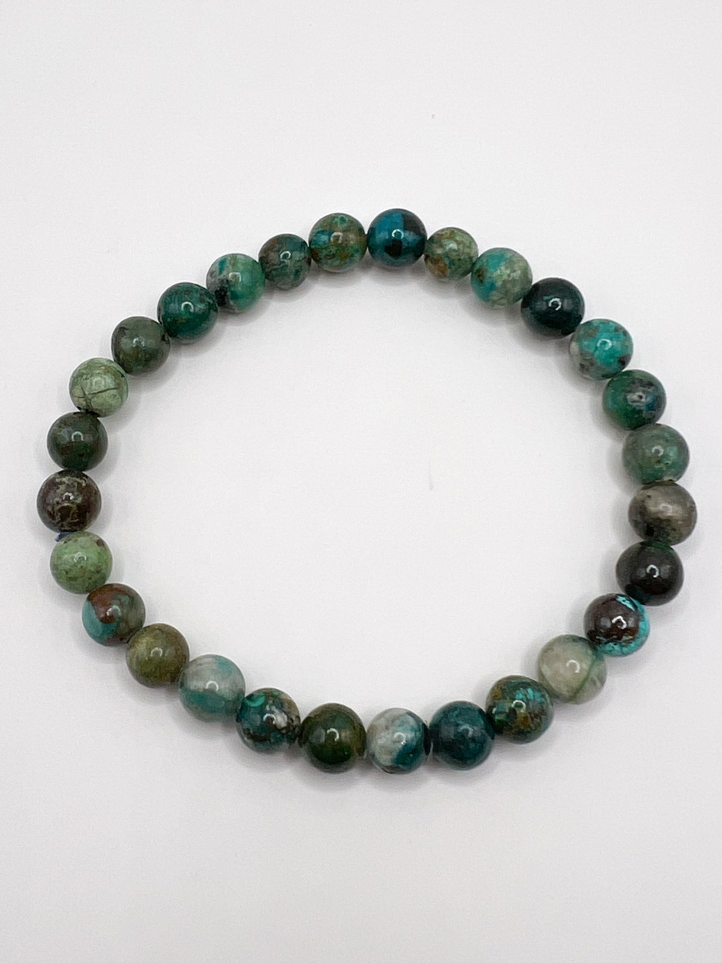 Bracelet Chrysocolle Naturelle 6 mm – Sérénité, Communication & Équilibre Émotionnel