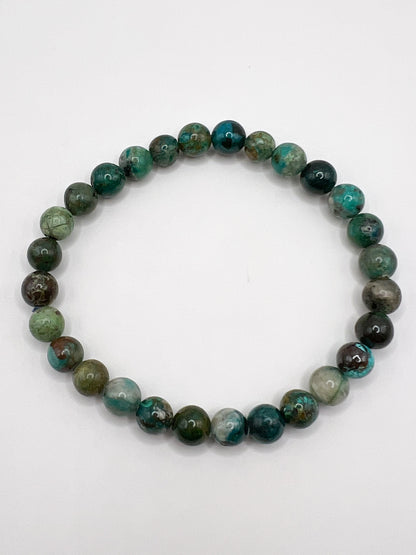 Bracelet Chrysocolle Naturelle 6 mm – Sérénité, Communication & Équilibre Émotionnel
