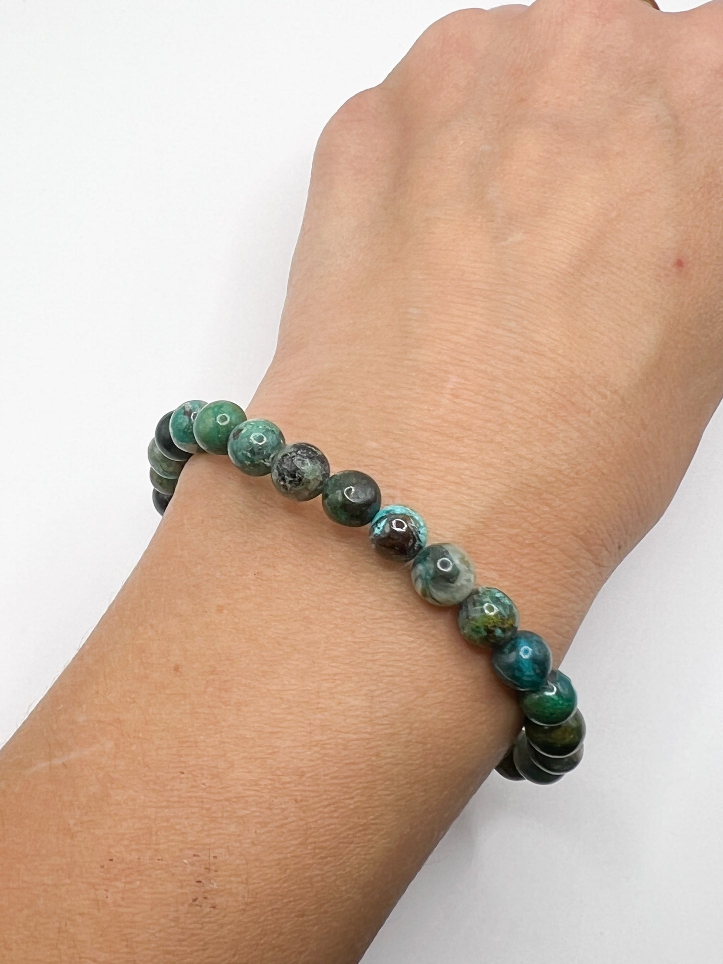 Bracelet Chrysocolle Naturelle 6 mm – Sérénité, Communication & Équilibre Émotionnel