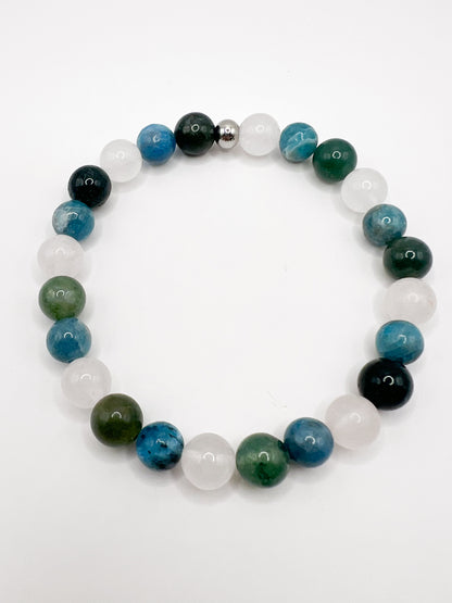 Bracelet pierre Confiance en Soi – Quartz Rose, Apatite & Agate Mousse