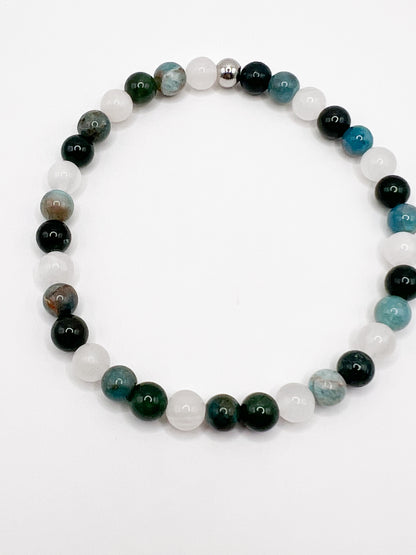 Bracelet Pierre Confiance en Soi – Quartz Rose, Apatite & Agate Mousse | Énergie Positive & Estime de Soi