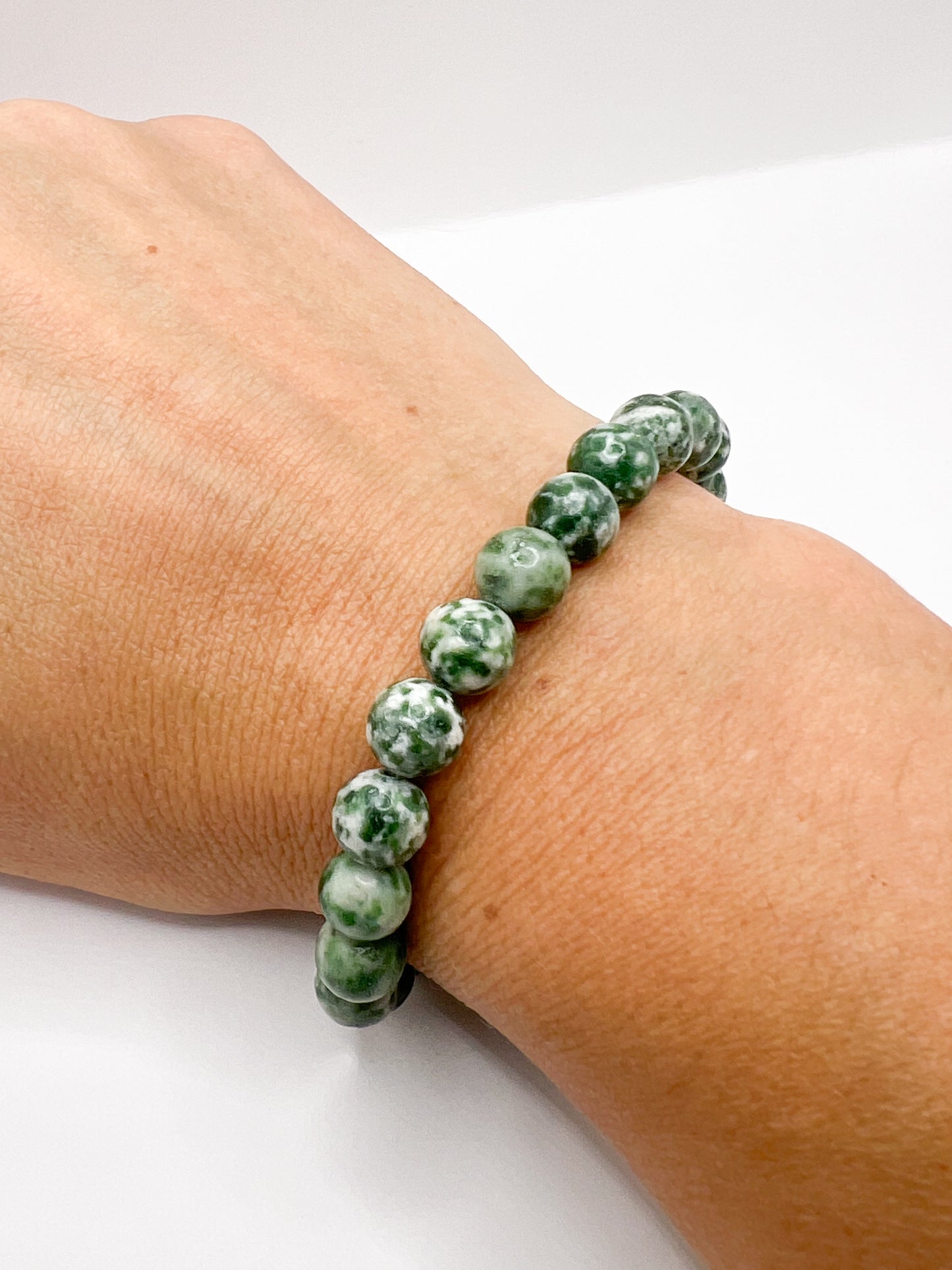 Jaspe Vert Tacheté Bracelet – Pierre Naturelle, Bijou Lithothérapie, Protection & Ancrage, Perles 8 mm Femme Homme