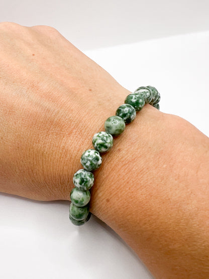Jaspe Vert Tacheté Bracelet – Pierre Naturelle, Bijou Lithothérapie, Protection & Ancrage, Perles 8 mm Femme Homme