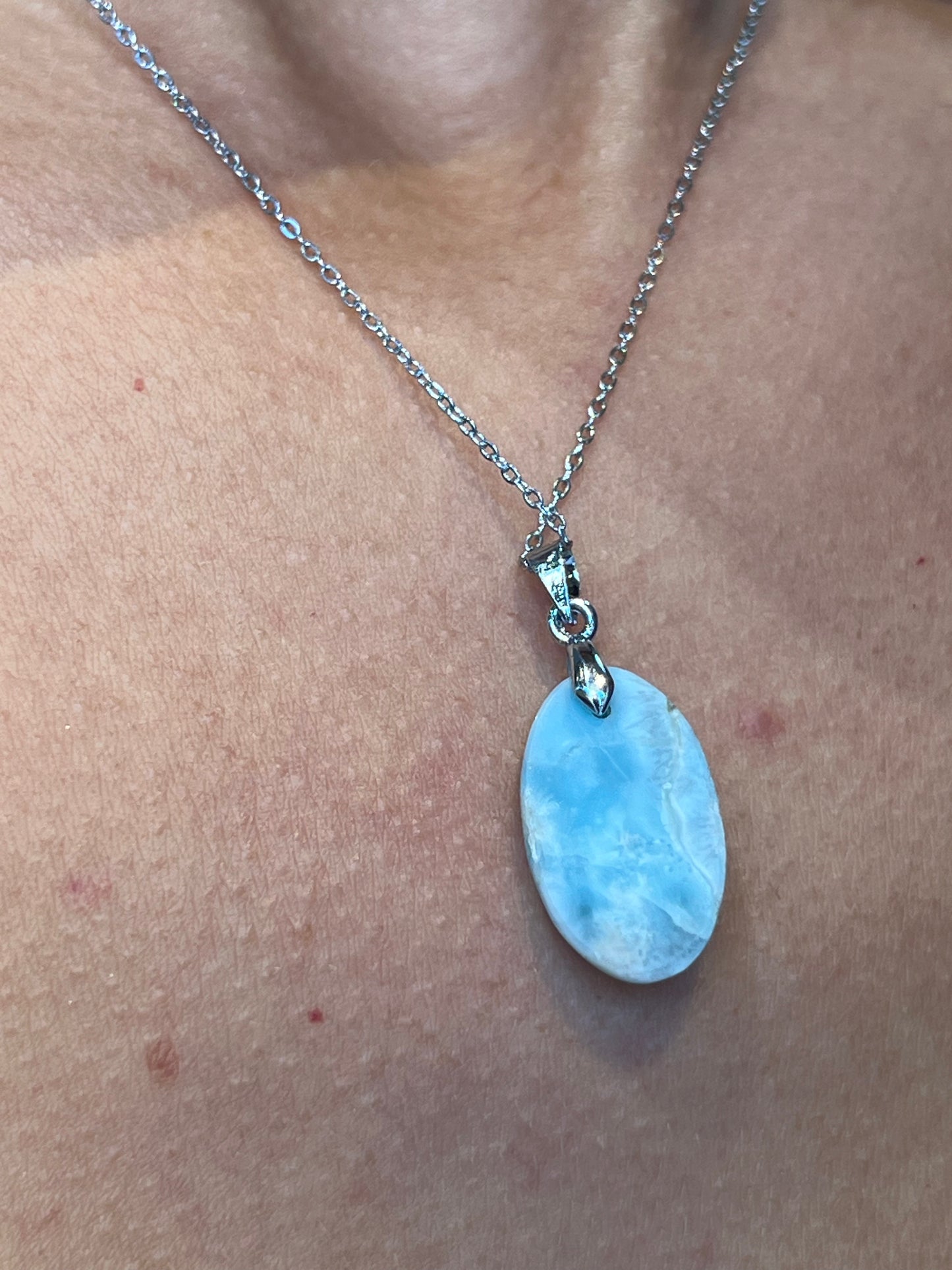 Collier Larimar Naturel – Sérénité & Douceur | Chaîne en Acier Inoxydable Argenté