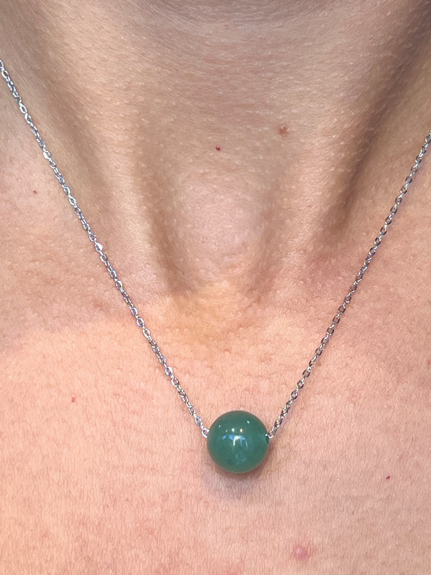 Collier Aventurine Naturelle – Acier Argenté Inoxydable – Chance & Sérénité