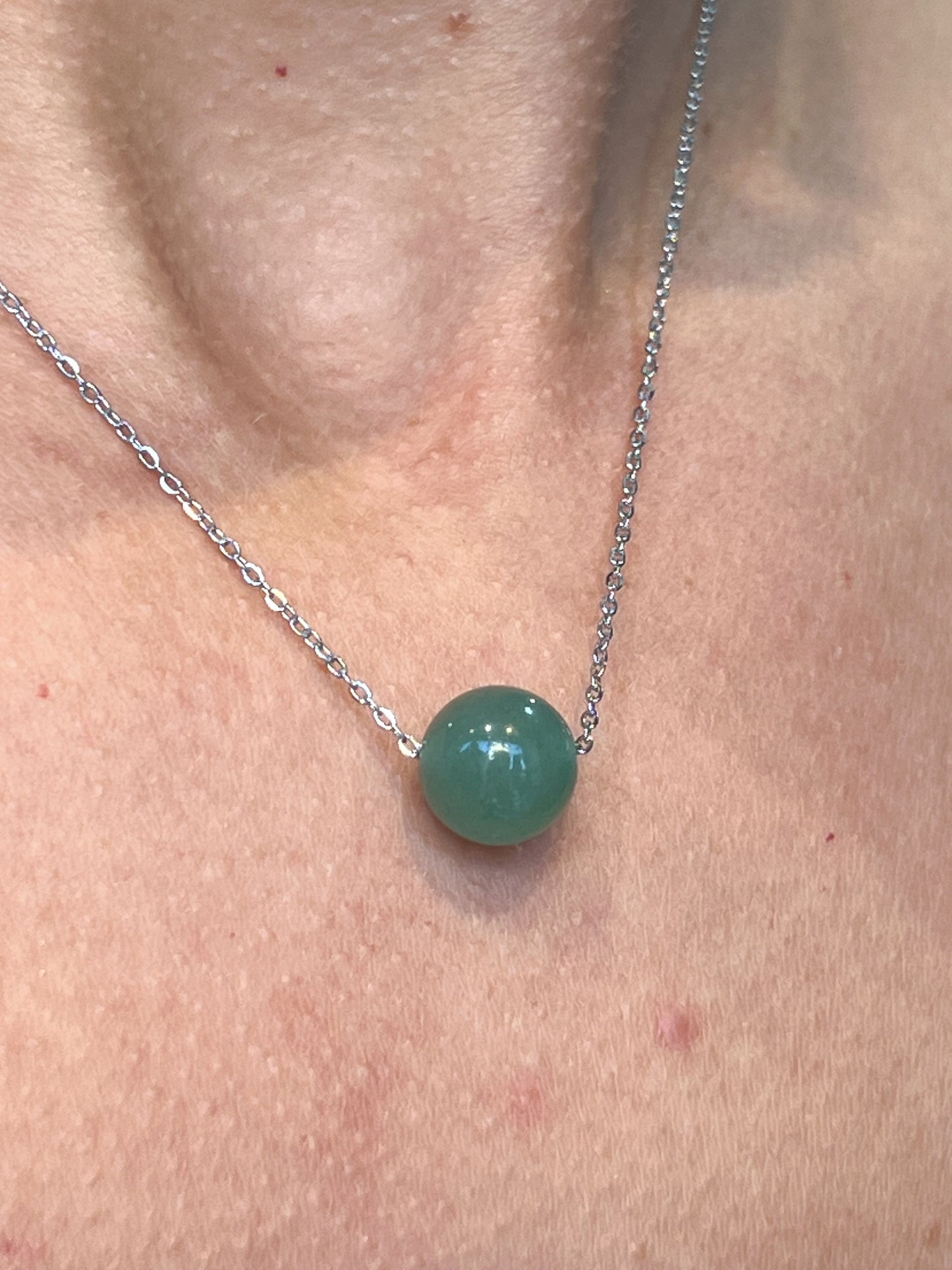 Collier Aventurine Naturelle – Acier Argenté Inoxydable – Chance & Sérénité