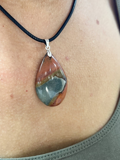 Collier Pierre Jaspe Polychrome – Protection, Force & Stabilité Émotionnelle