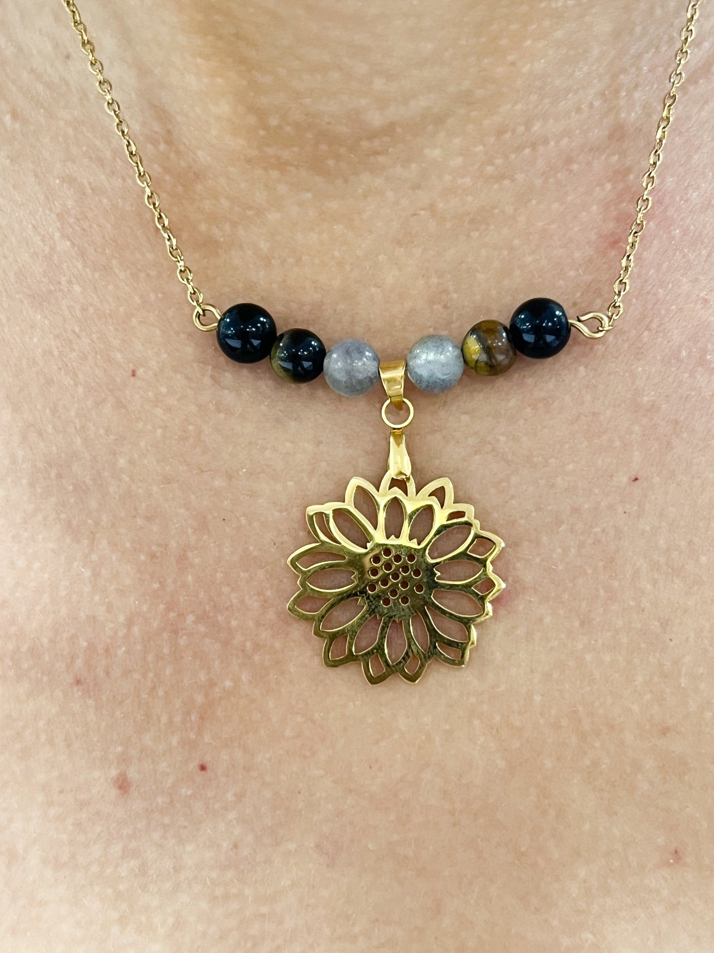 Parure Bijoux Pierres Naturelles – Acier Doré Inoxydable – Élégance & Énergie