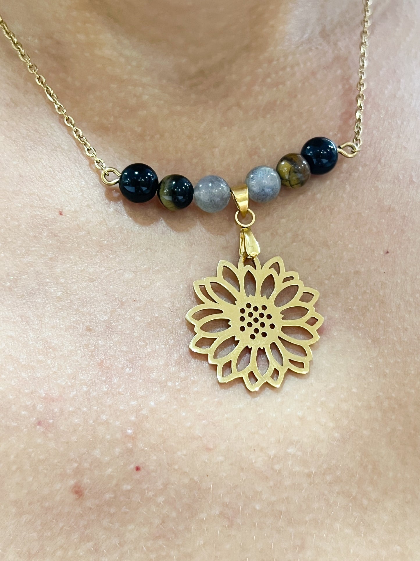 Parure Bijoux Pierres Naturelles – Acier Doré Inoxydable – Élégance & Énergie