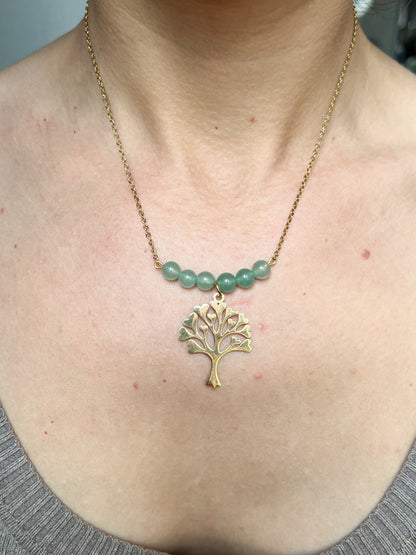 Aventurine Verte Collier – Pierre Naturelle Vert Aventurine | Acier Doré Hypoallergénique