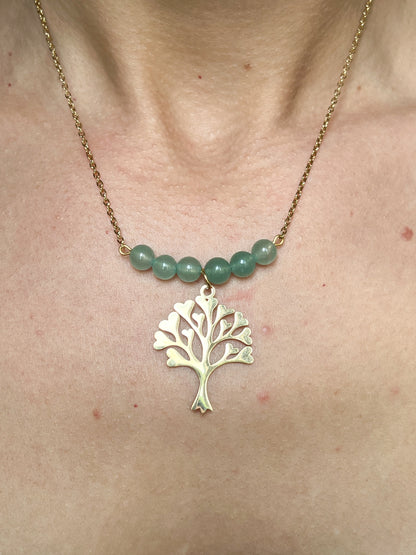 Aventurine Verte Collier – Pierre Naturelle Vert Aventurine | Acier Doré Hypoallergénique