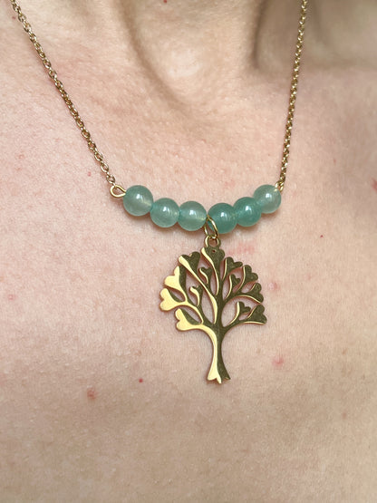Aventurine Verte Collier – Pierre Naturelle Vert Aventurine | Acier Doré Hypoallergénique