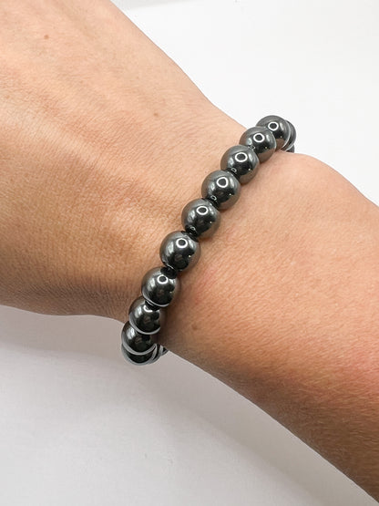 Force Mentale – Bracelet en Hématite 8 mm | Pierre Naturelle Anti-Stress