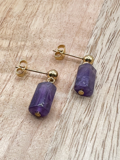 Boucles d’Oreilles Améthyste Naturelle – Pierre de Sérénité & Anti-Stress