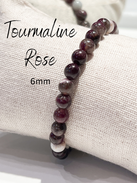 Bracelet en Tourmaline Rose 6mm – Douceur et Guérison Émotionnelle