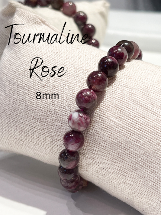 Bracelet en Tourmaline Rose 8mm – Amour et Sérénité en Pierre Naturelle