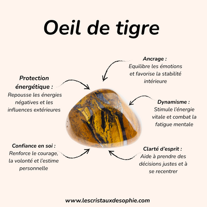 Bracelet Œil de Tigre – Pierre de Protection & Confiance, Acier Inoxydable Argenté