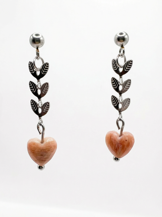 Boucles d’oreilles rhodochrosite en acier inoxydable – Bijou élégant et durable