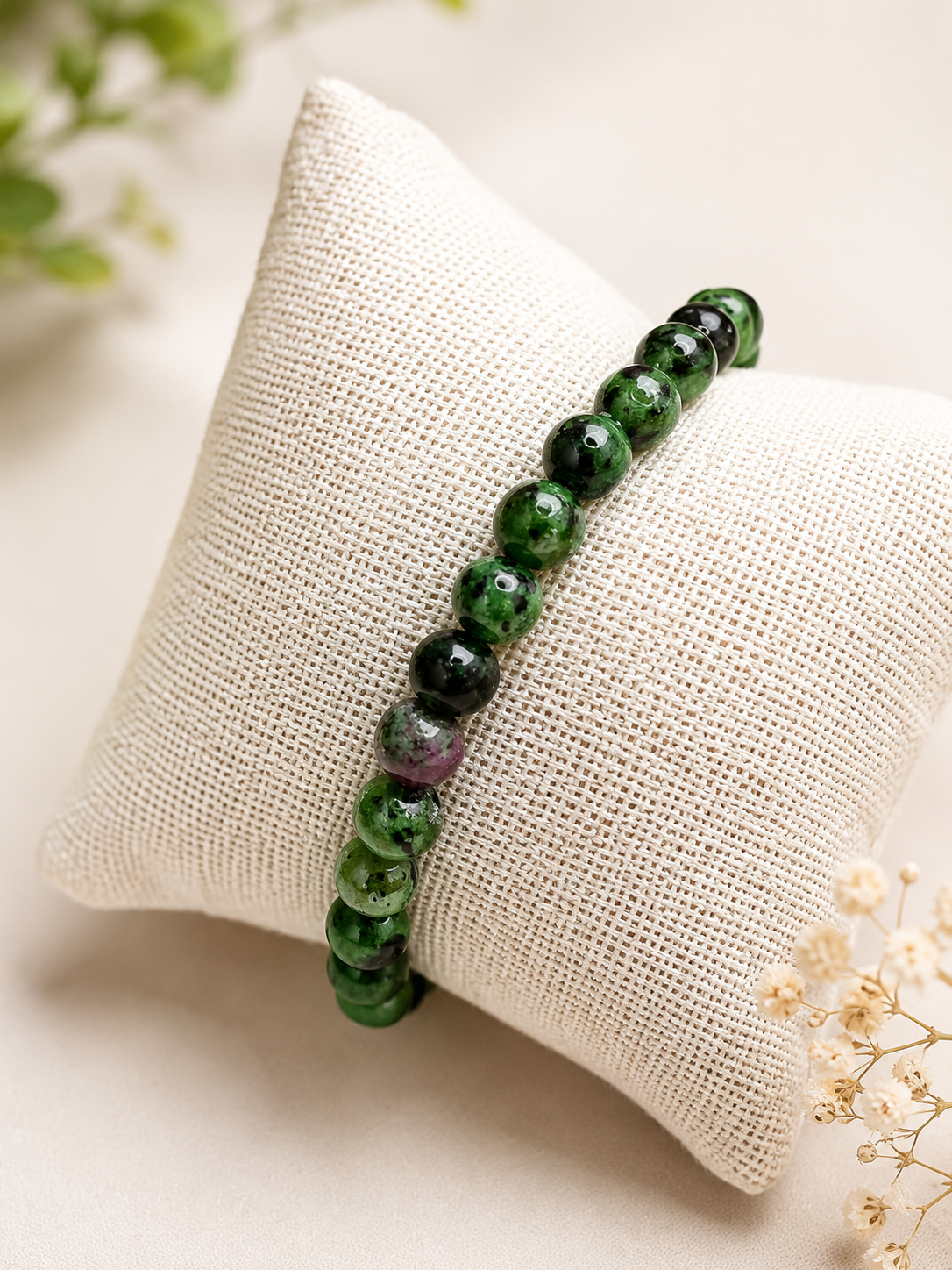 Bracelet Rubis Zoïsite 6mm – Pierre Naturelle, Énergie du Cœur, Bijou Lithothérapie