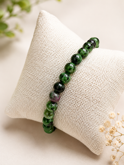 Bracelet Rubis Zoïsite 6mm – Pierre Naturelle, Énergie du Cœur, Bijou Lithothérapie