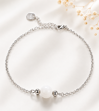 Bracelet en Pierre de Lune Naturelle et Acier Argenté – Bijou Raffiné et Durable