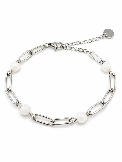 Bracelet pierre de lune en acier inoxydable – bijou femme intuitif